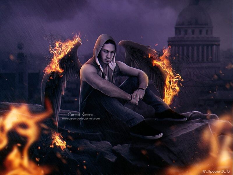 Angel with Burning Wings — Purple