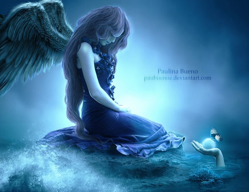 Angel with Butterfly — Blue