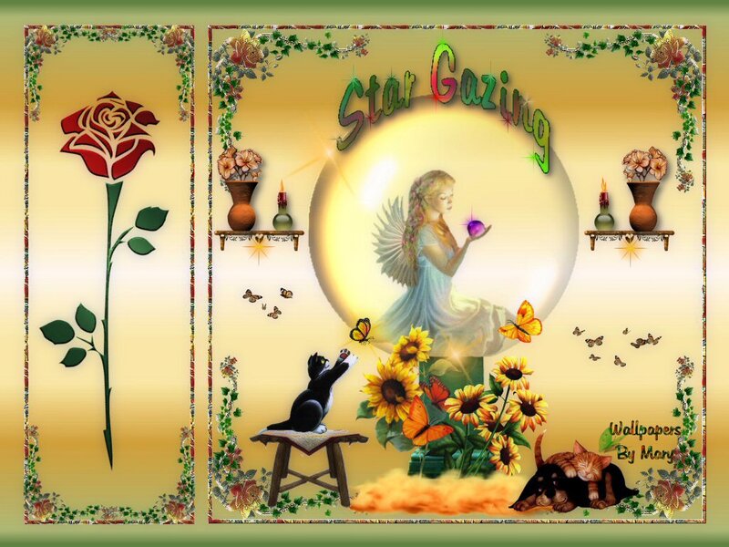 Angel with Cat and Flowers