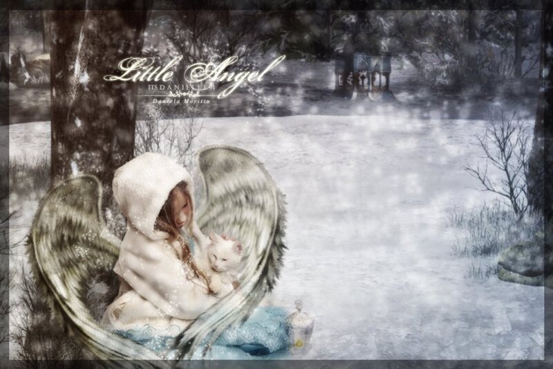 Angel with Cat in Snow