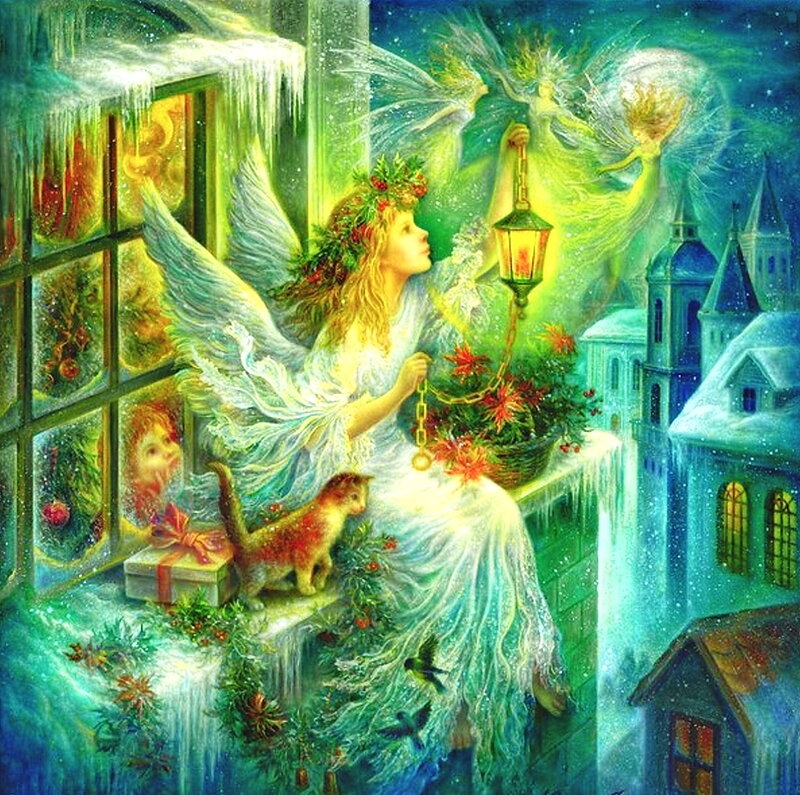Angel with Cat on Windowsill