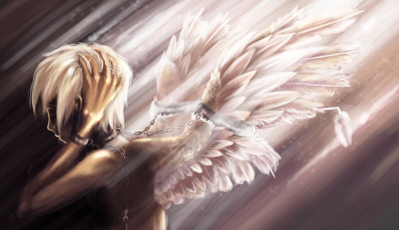 angel with chained wings