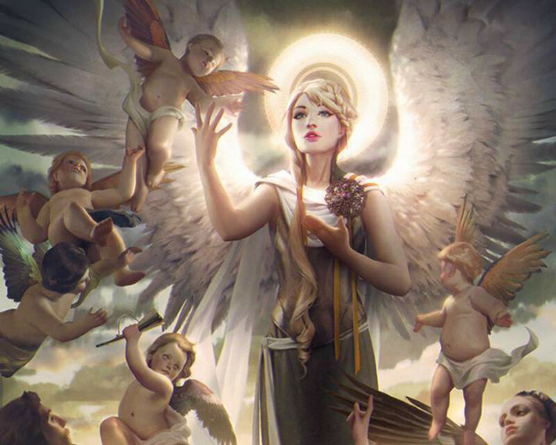 Angel with Cherubs — White