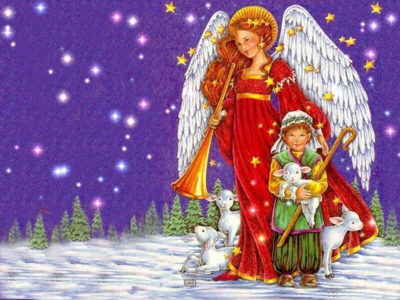 Angel with Child and Lambs