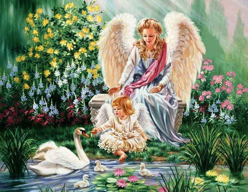Angel with Child and Swans