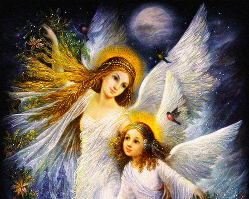 Angel with Child Angel — White