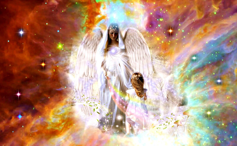 Angel with Child — White, Ethereal