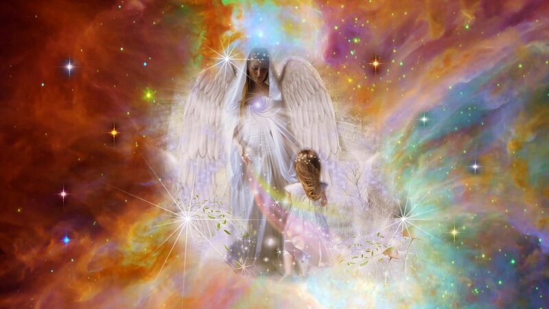 Angel with Child — White, Serene