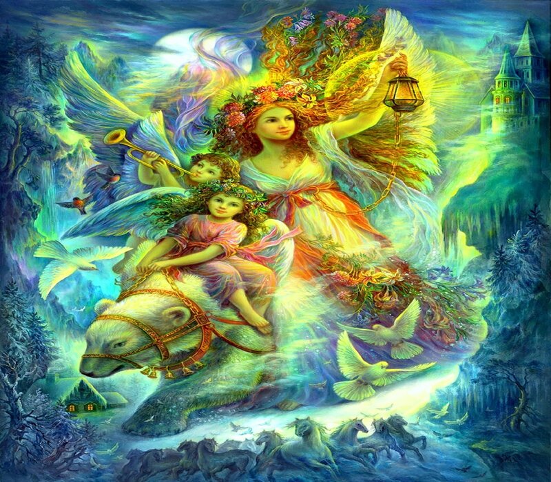 Angel with Children on Bear