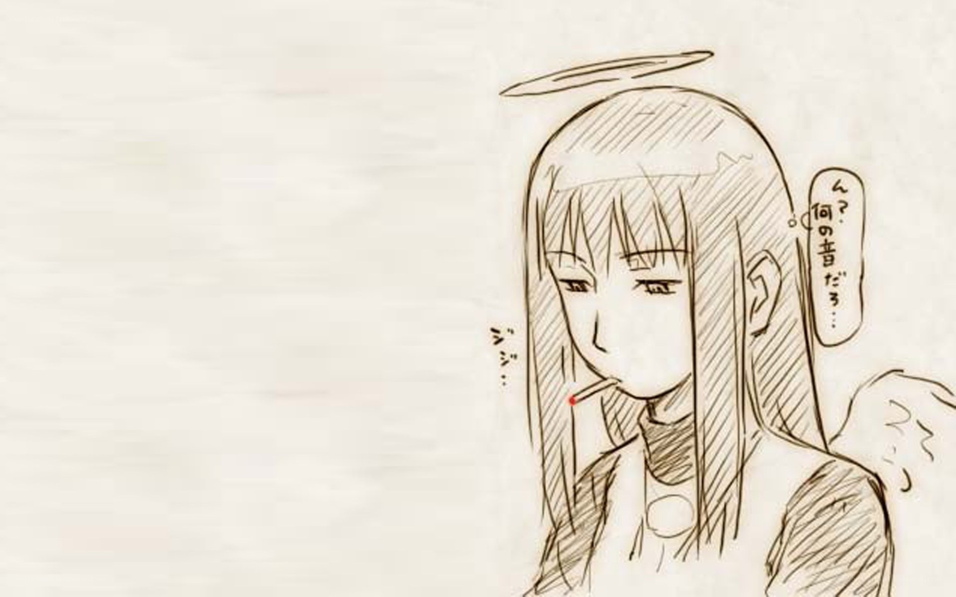 angel with cigarette sketch