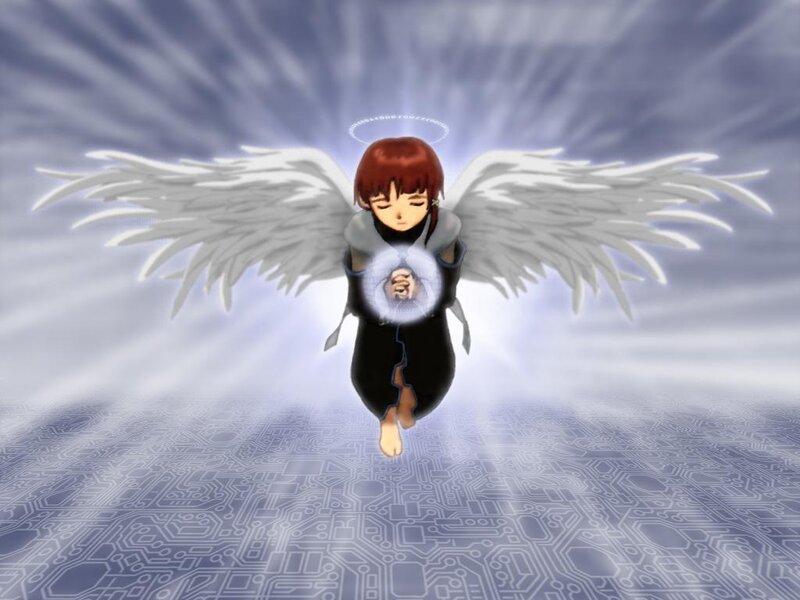 angel with circuit board background