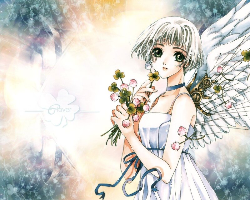 Angel with clover flowers