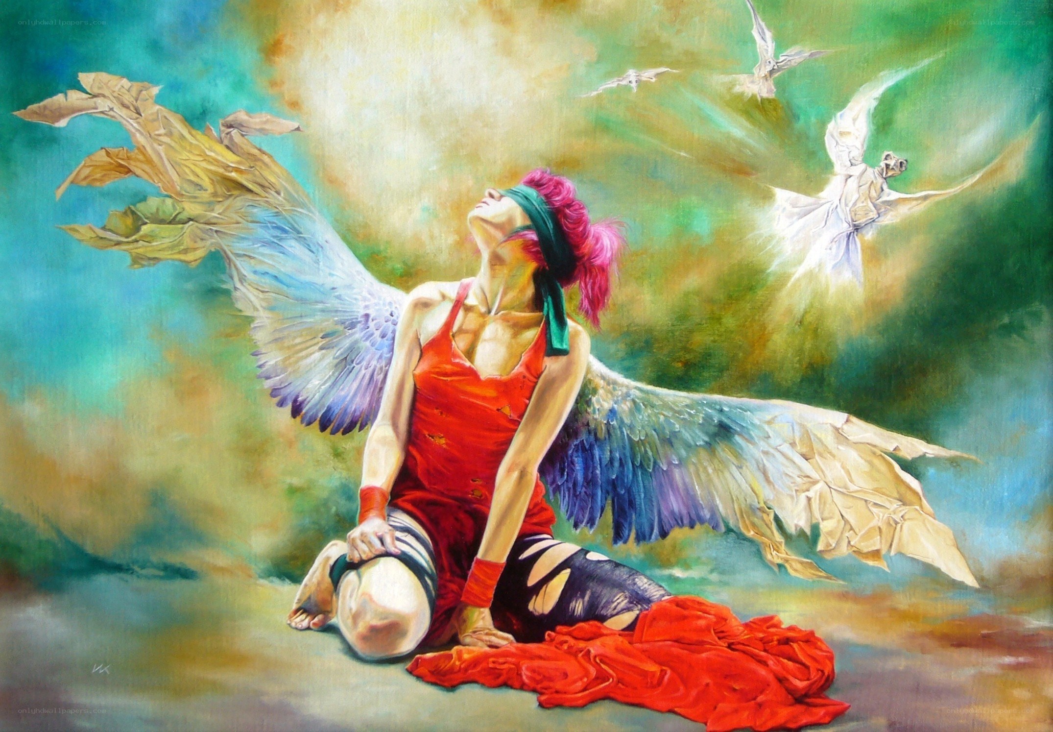 angel with colorful wings