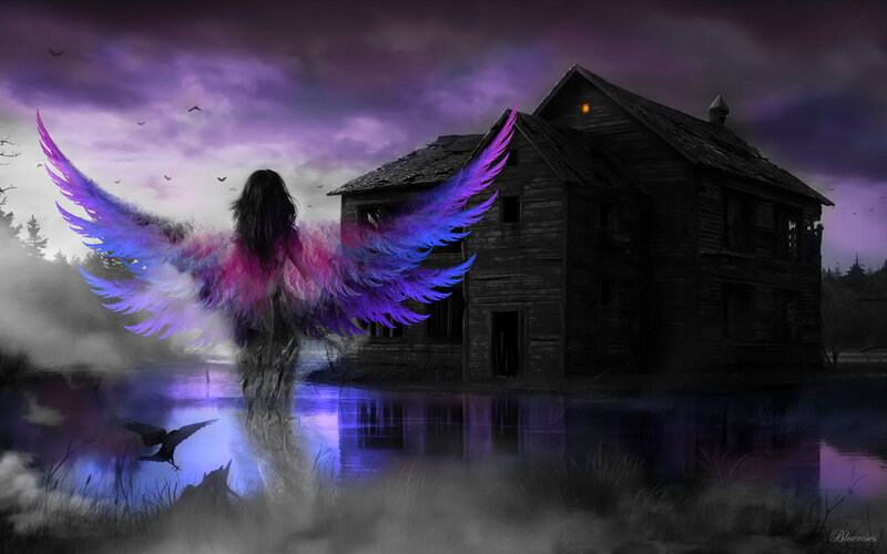 Angel with Colorful Wings — Purple