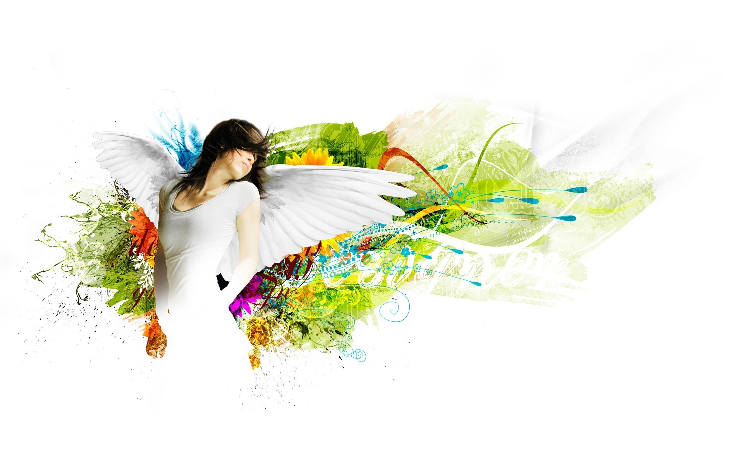 angel with colorful wings