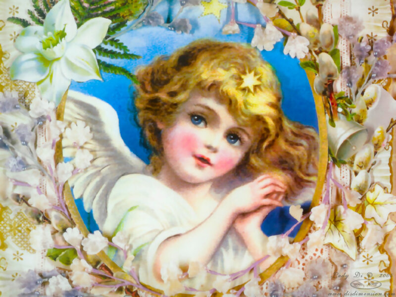 Angel with Curly Hair — Blue