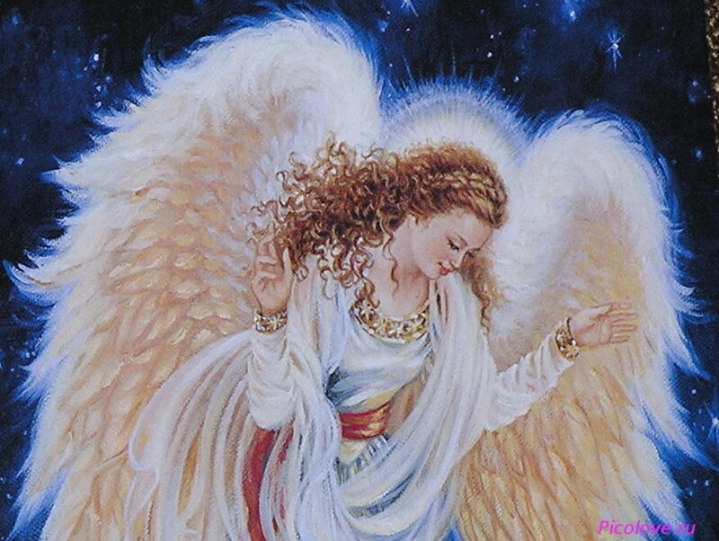 Angel with Curly Hair — White