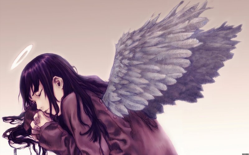 Angel with Dark Hair — Purple