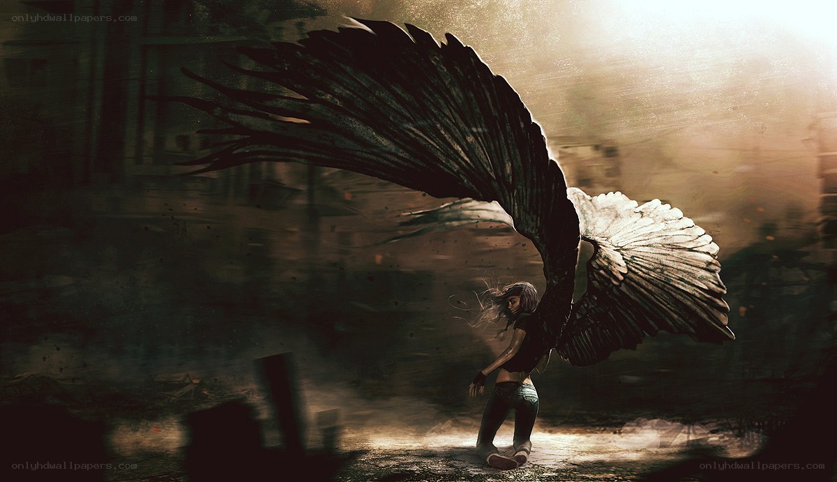 angel with dark wings