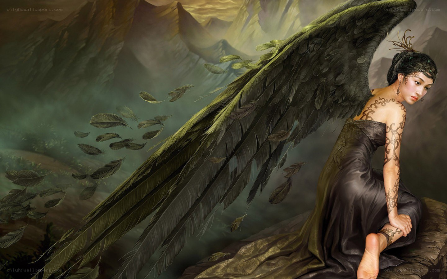 angel with dark wings