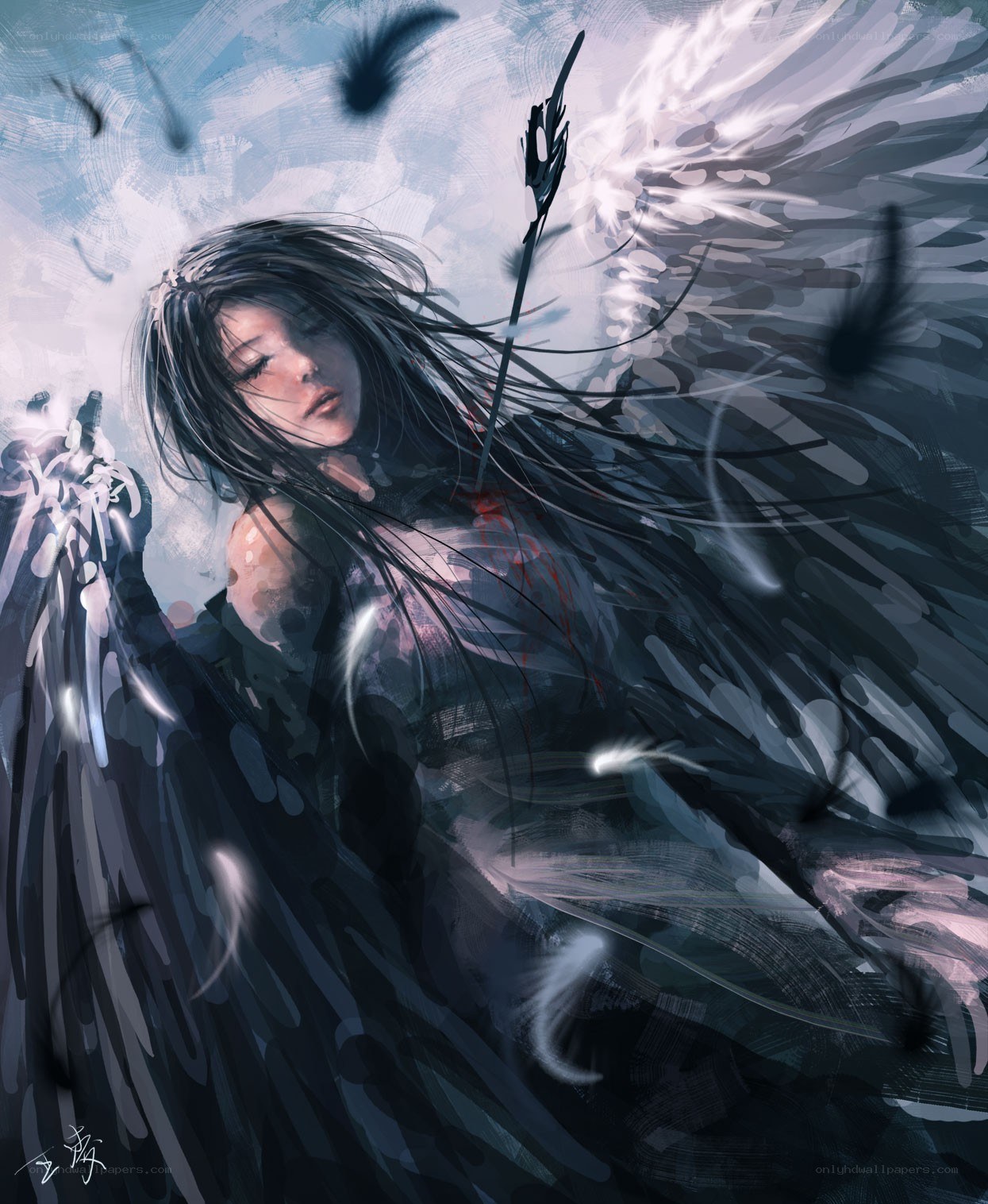angel with dark wings