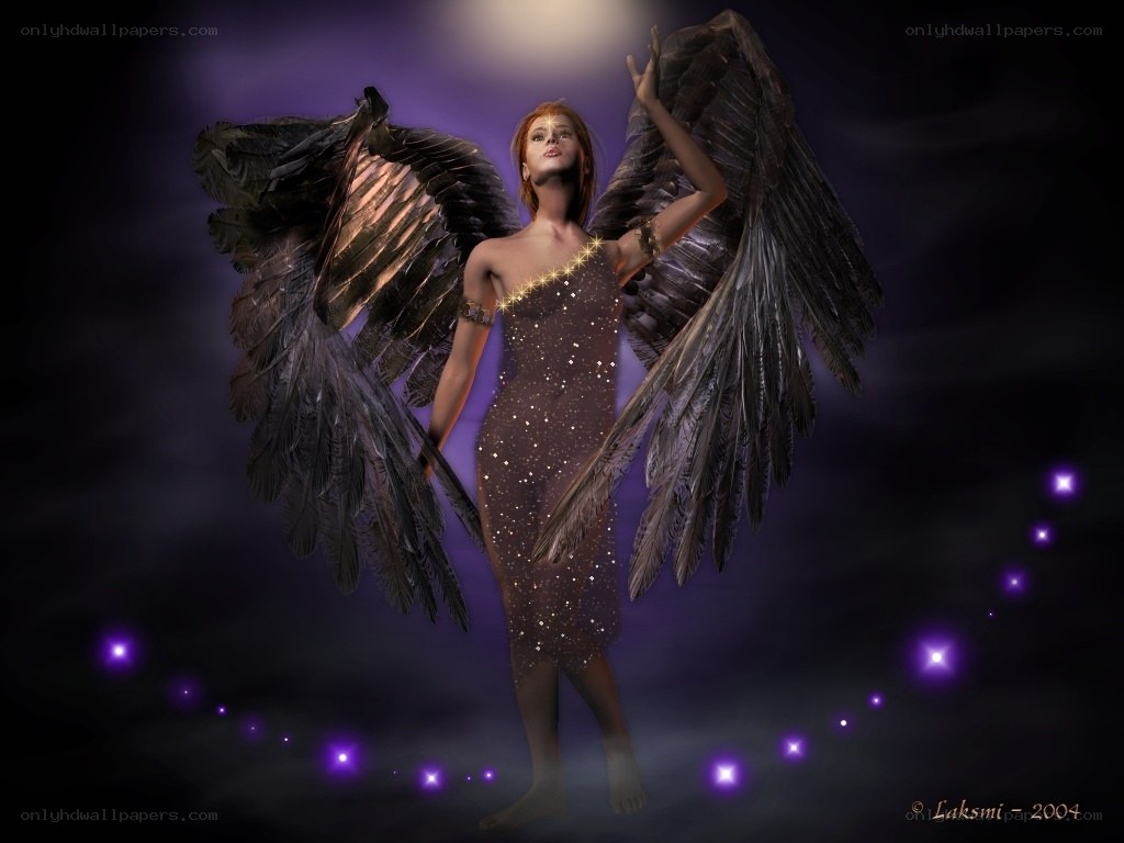 Angel with dark wings
