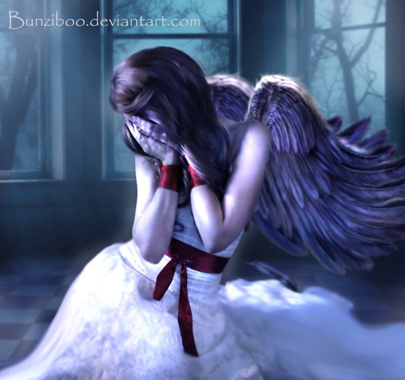 Angel with Dark Wings — Blue, Dramatic