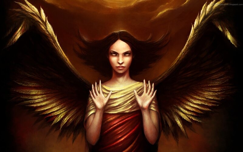 Angel with Dark Wings — Brown, Dramatic