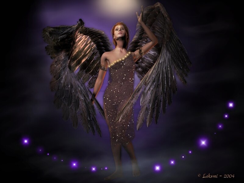 Angel with Dark Wings — Purple, Dramatic, Night