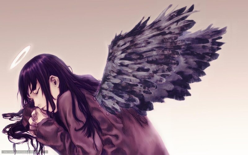 Angel with Dark Wings — Purple, Somber
