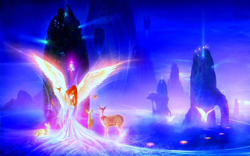 Angel with Deer — Blue