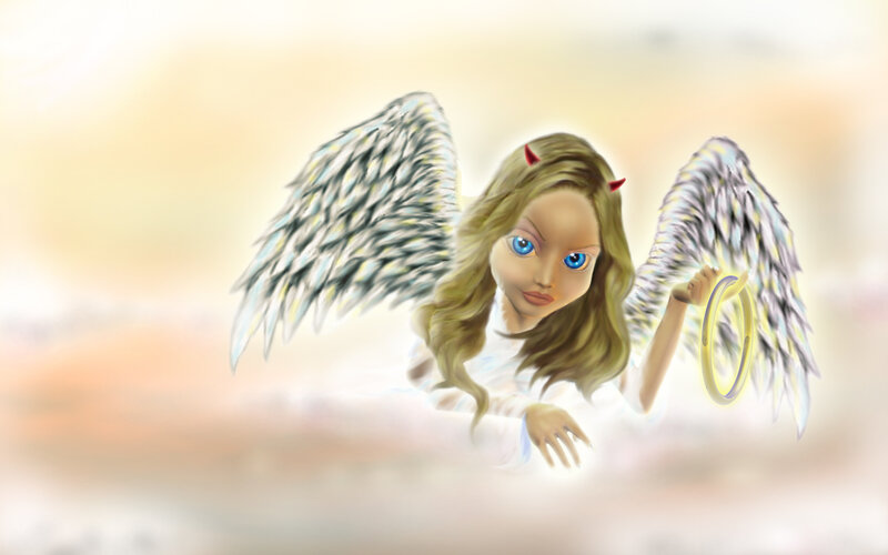 angel with devil horns