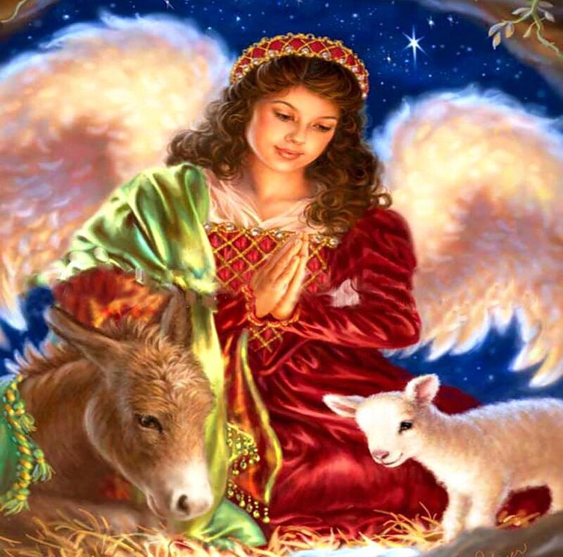 Angel with Donkey and Lamb