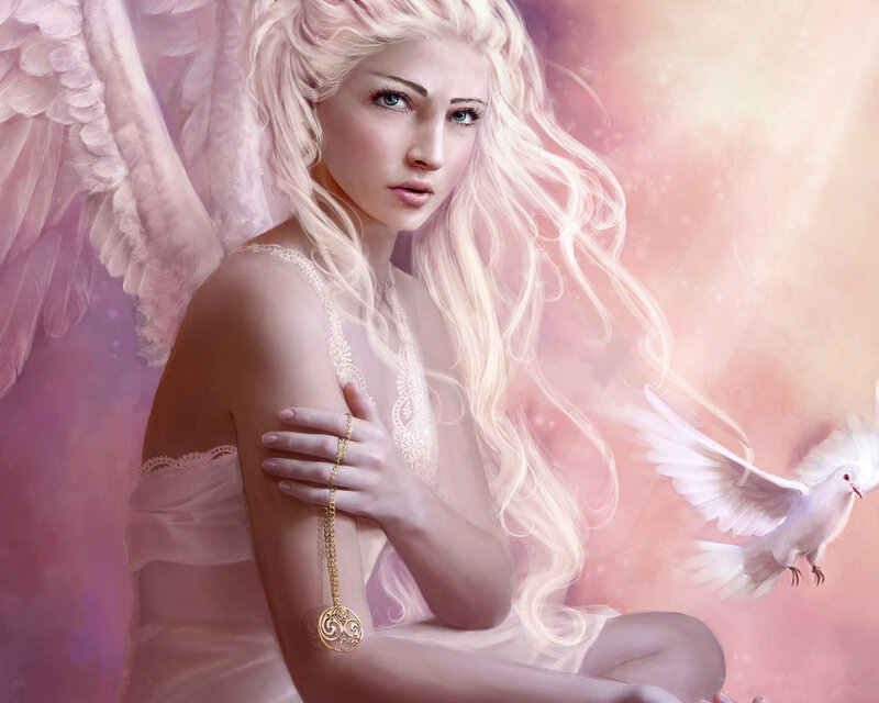 angel with dove and wings