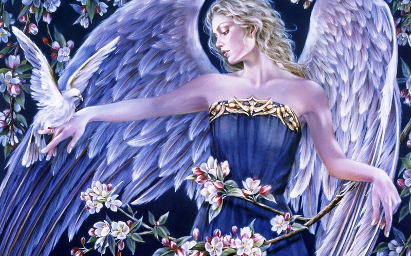 Angel with Dove — Blue
