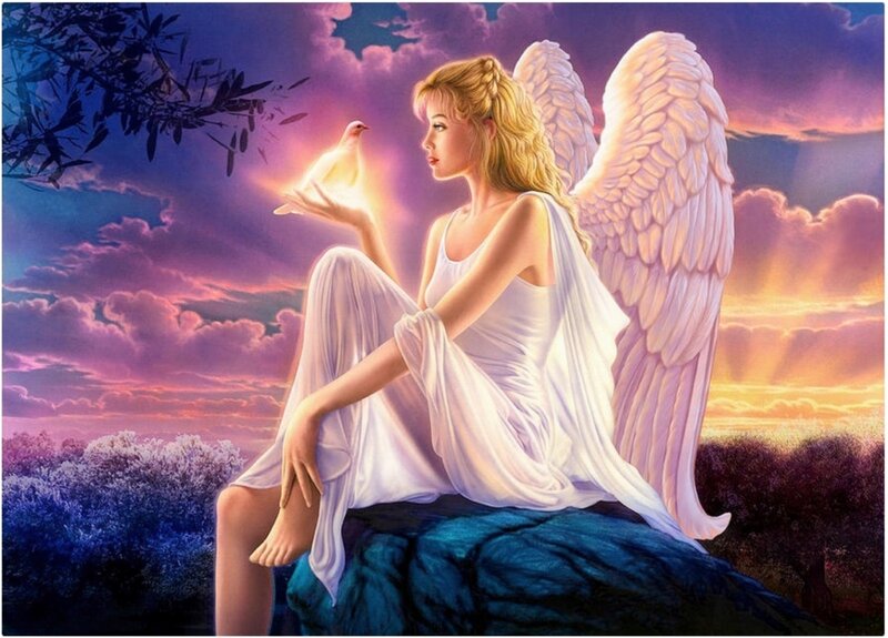 Angel with Dove — Purple