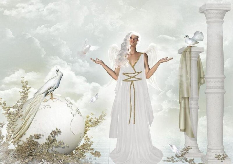 Angel with doves and globe