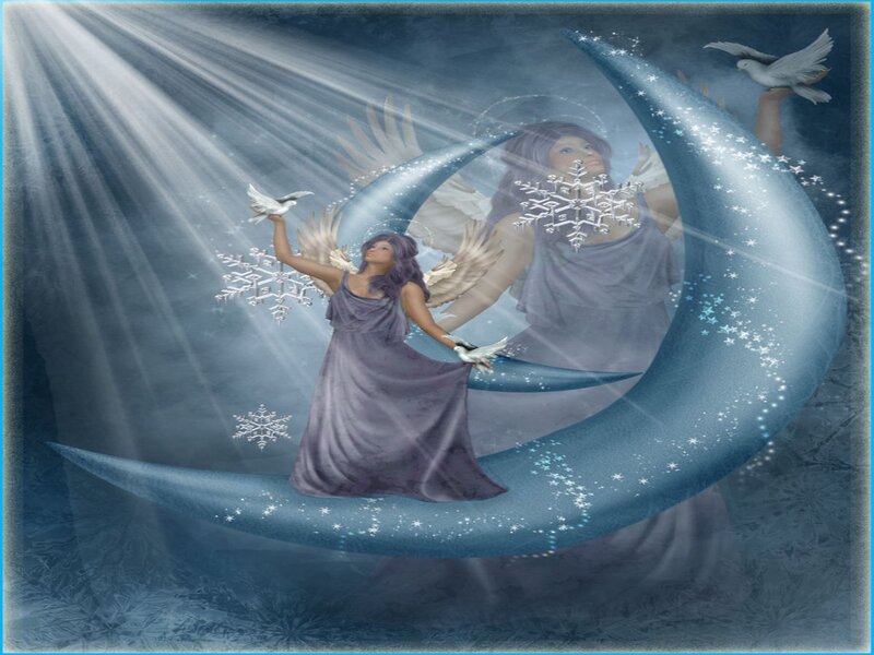 Angel with Doves — Blue