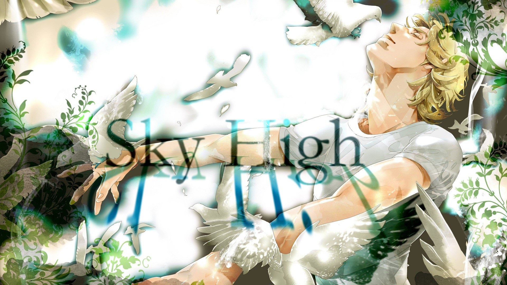 Angel with doves in sky