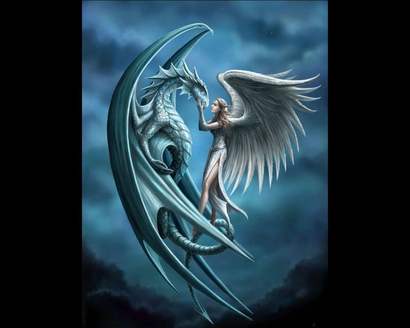Angel with Dragon — Blue