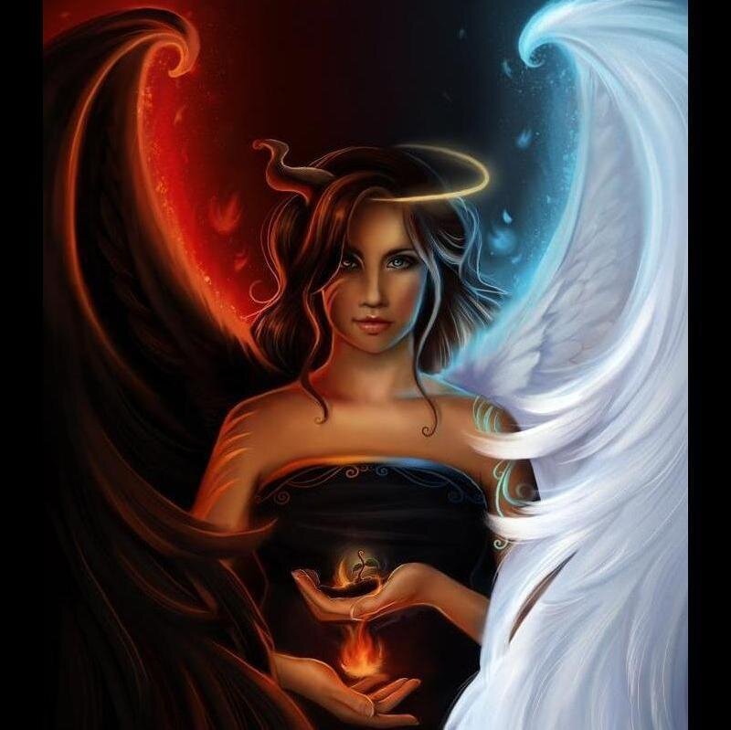 Angel with Dual Wings — Black