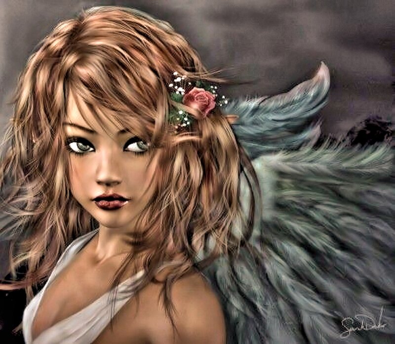Angel with Feather Wings — Brown