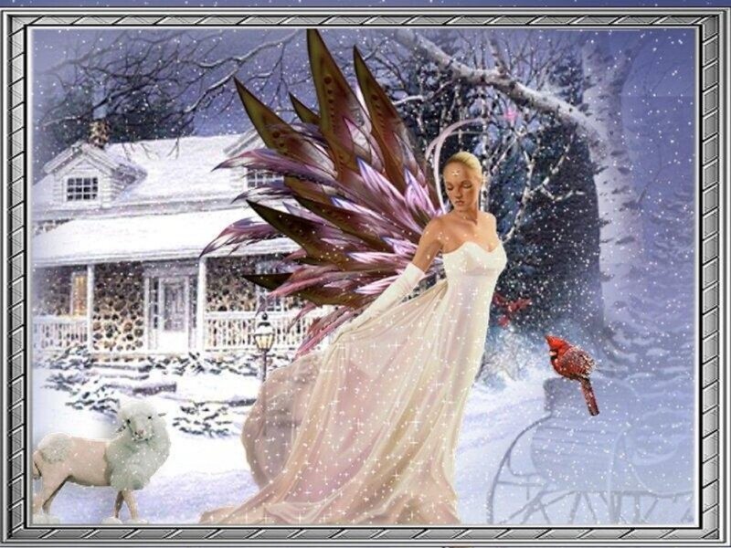Angel with Feather Wings — White