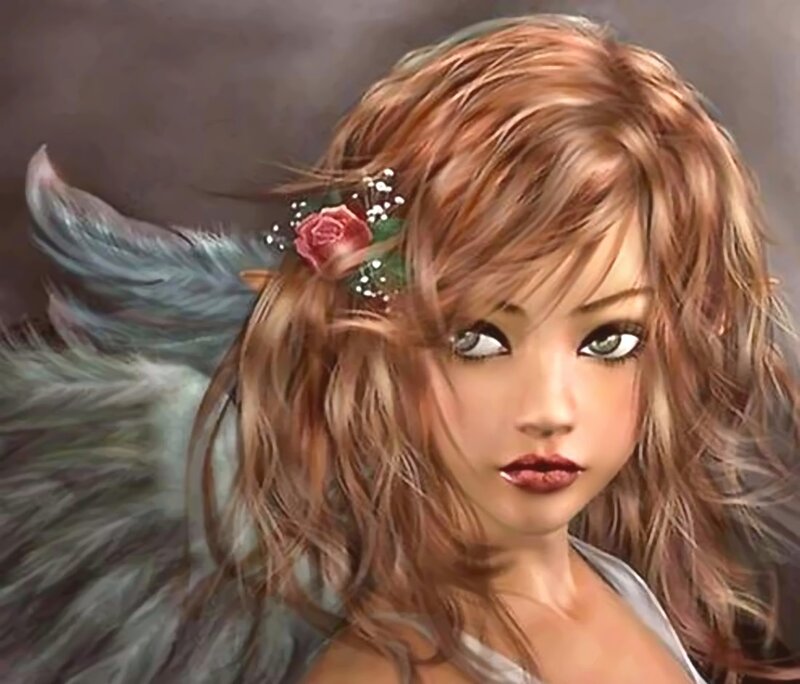 Angel with Feathered Wings — Brown