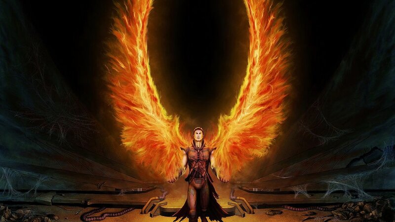 angel with fiery wings