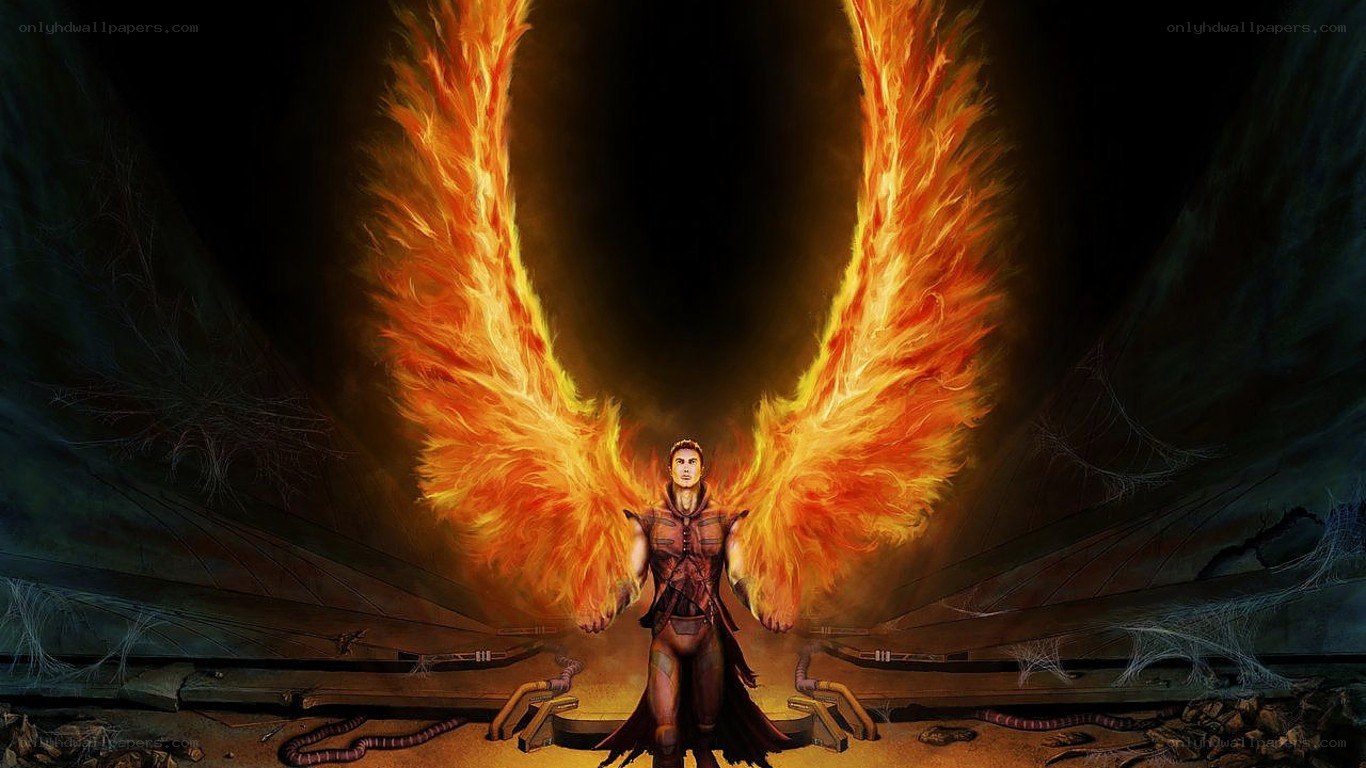 angel with fiery wings