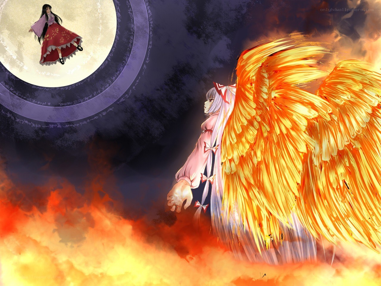 Angel with fiery wings