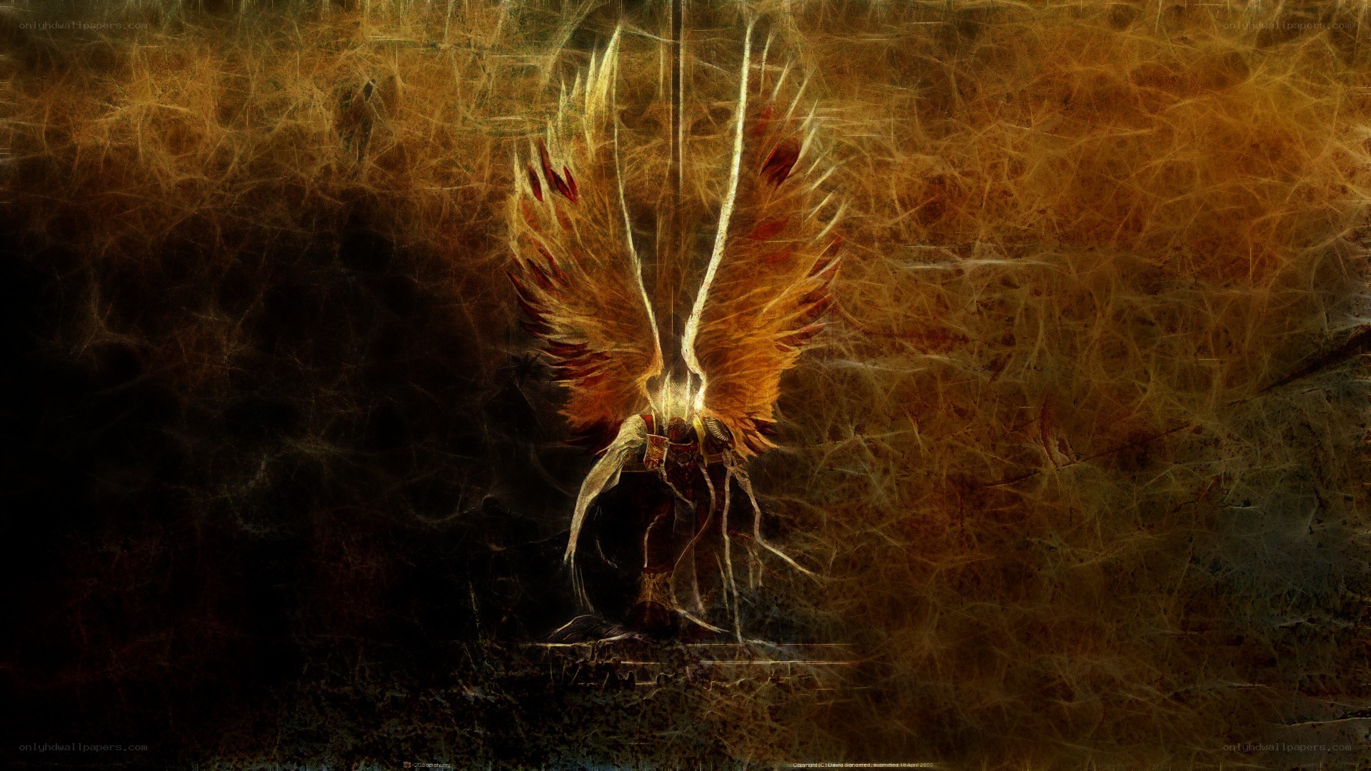 angel with fiery wings