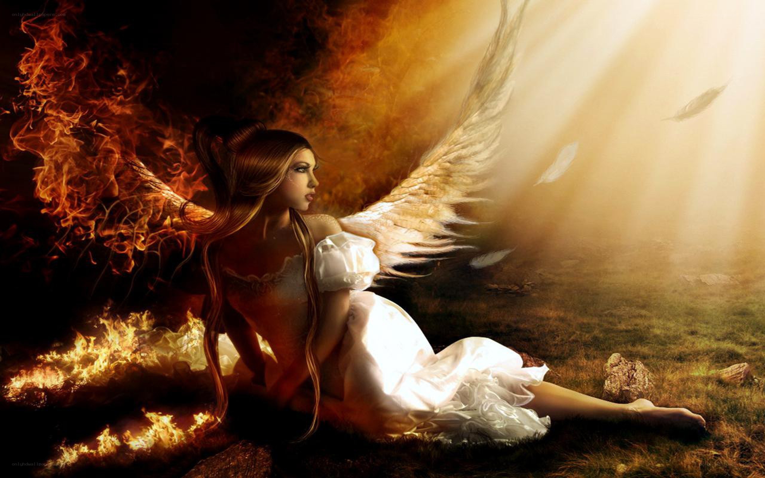 angel with fire and light