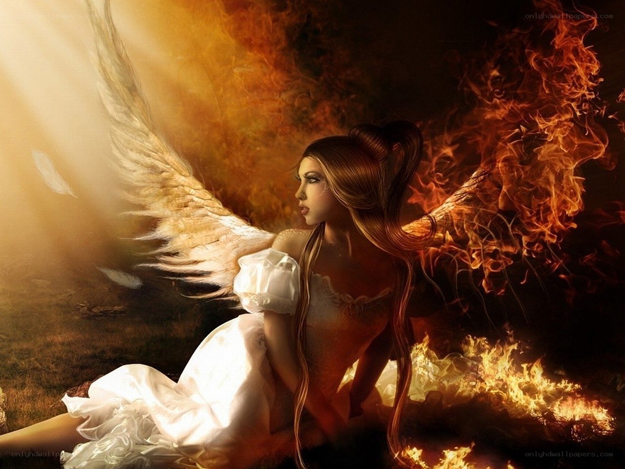 angel with fire wings